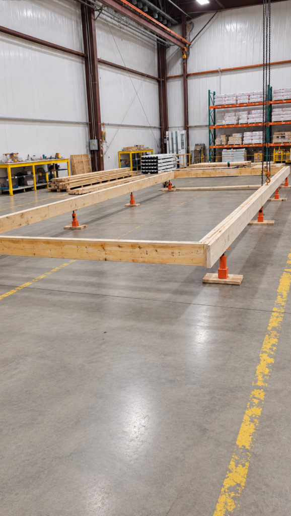 Raised timber base at the beginning of construction
